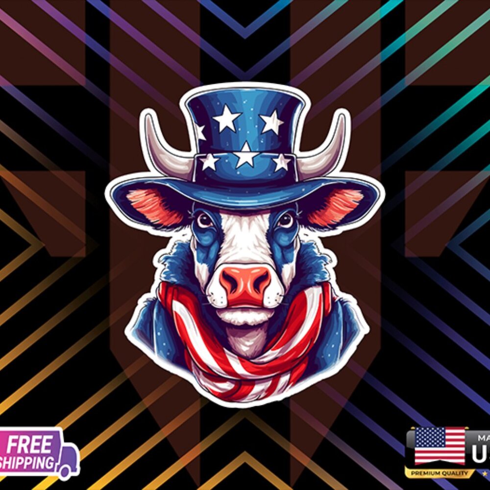 10 STICKERS AMERICAN COW PROUD USA FLAG DECAL ETC LAMINATED 6YRESS+ FREE STICKER